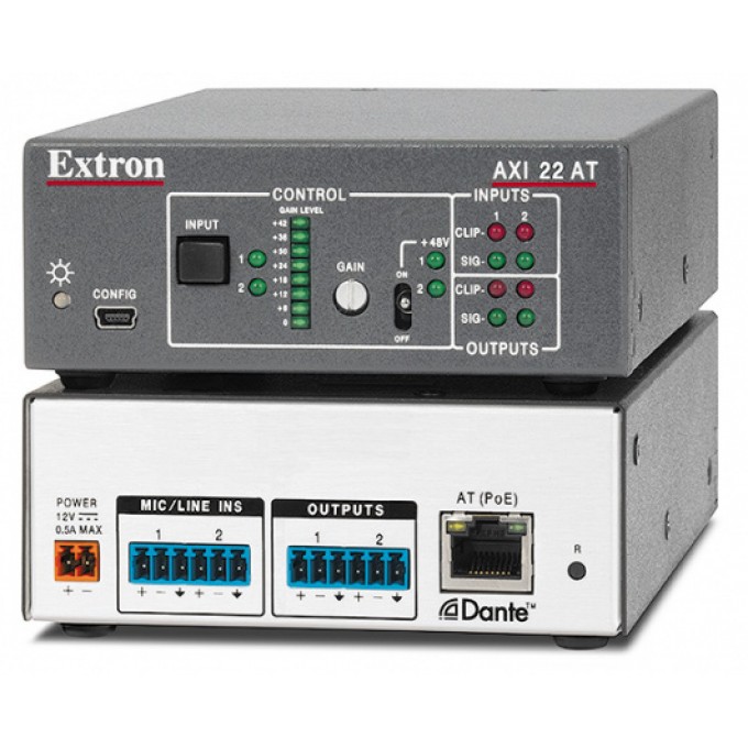 Аудиоинтерфейс Dante на 2 входа и 2 выхода EXTRON AXI-22-AT