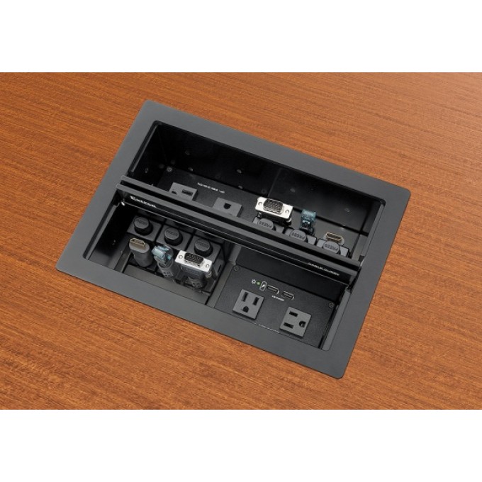 Архитектурный лючок Cable Cubby 1402 линейки Series/2 для подключения аудио, видео и питания переменного тока, цвет чёрный, без блока питания AC EXTRON CABLE-CUBBY-1402