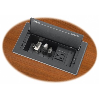 Архитектурный лючок Cable Cubby 202 линейки Series/2 для подключений аудио, видео и питания переменного тока, розетка AC для Европы - цвет чёрный EXTRON CABLE-CUBBY-202-EU