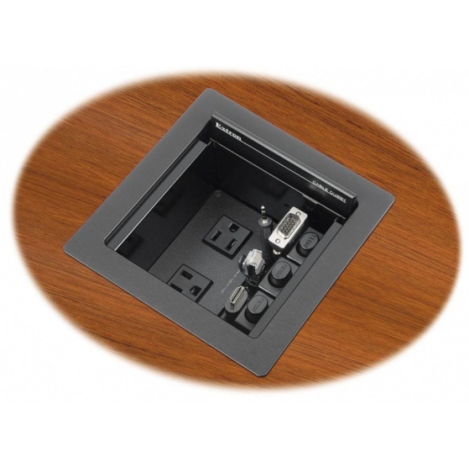 Архитектурный лючок Cable Cubby 500 линейки Series/2 для подключения аудио и видео, удалённого управления и питания переменного тока, цвет чёрный, без блока питания AC EXTRON CABLE-CUBBY-500