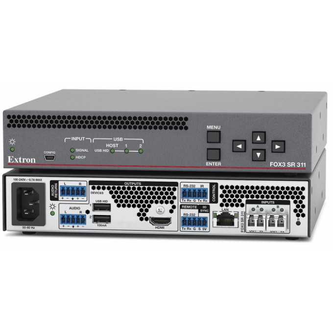 Оптоволоконный скалирующий приёмник HDMI, USB HID, аудио, сигналов управления и синхронизации 3D EXTRON FOX3-SR-311