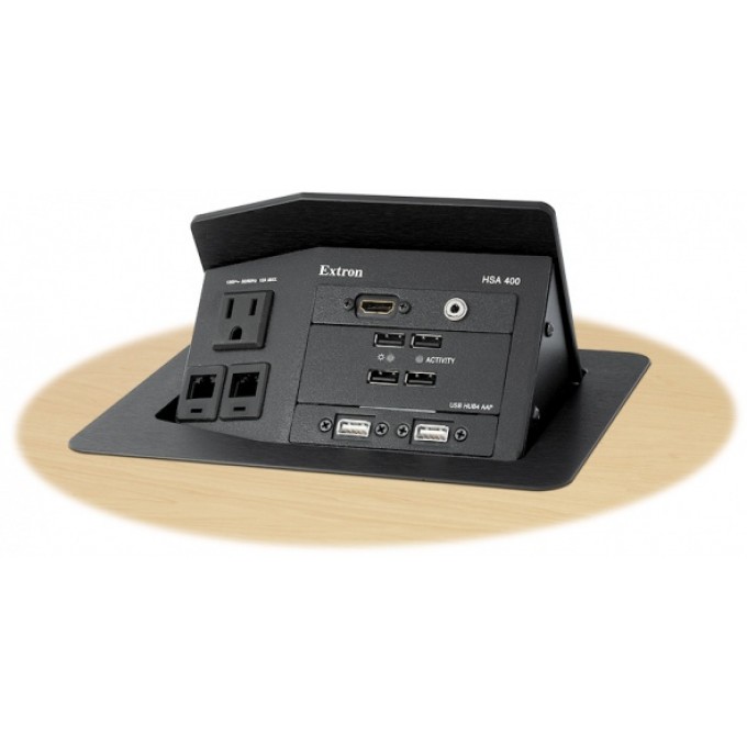 Лючок с поворачивающимся открывающимся корпусом поверхностного доступа, розетка европейского стандарта EXTRON HSA-400