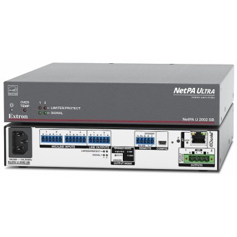 Двухканальный усилитель с режимом моста, поддержкой Dante и DSP 200/400 Вт на канал EXTRON NETPA-U-2002-SB