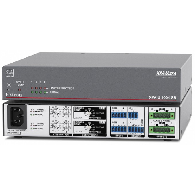 Четырёхканальный усилитель с режимом моста 100/200 Вт на канал EXTRON XPA-U-1004-SB